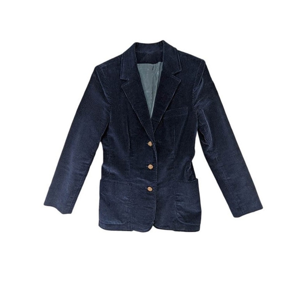 VTG Country Suburbans Corduroy Blazer Womens 10 Navy Retro 70s 90s Dark Academia